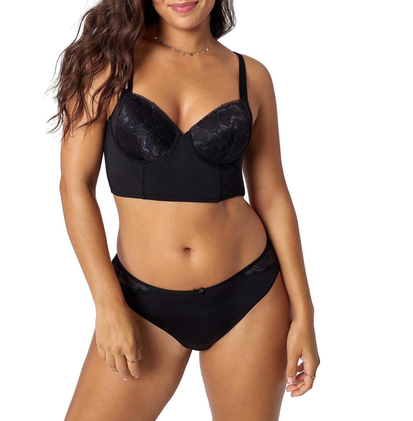 Adored by Adore Me Micro and Lace Lightly Lined Evalynn Bra Jet Black Size 34B