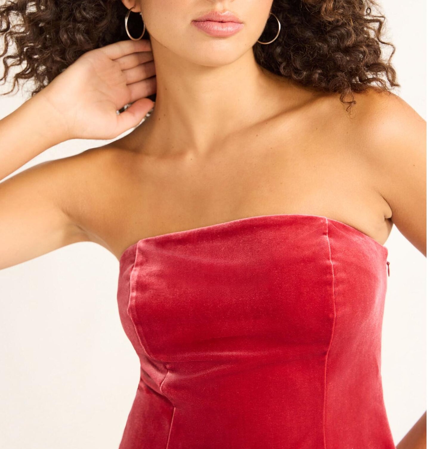 Sofia Jeans Womens Velvet Peplum Strapless Top