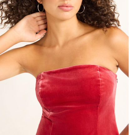 Sofia Jeans Womens Velvet Peplum Strapless Top