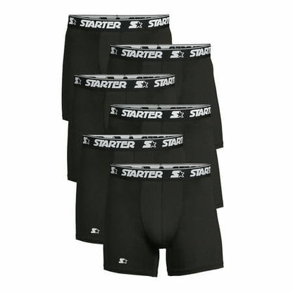 Starter Mens Performance Athletic Stretch Boxer Briefs  6-Pack Black Size XL