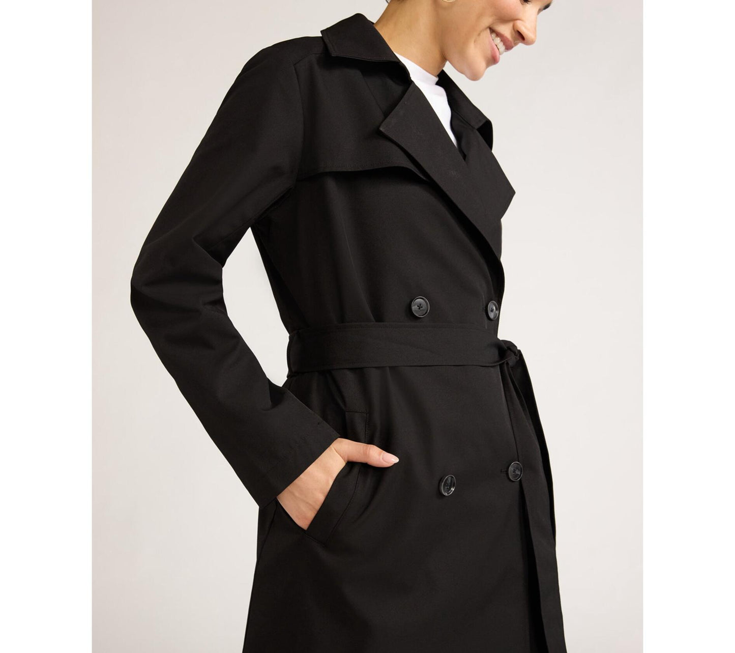 Sofia Jeans Womens Double Breasted Trench Coat Black Soot Size L