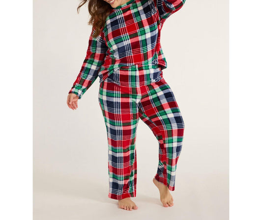 Joyspun Womens Fleece Long Sleeve Top with Pajama Pants 2-Pcs