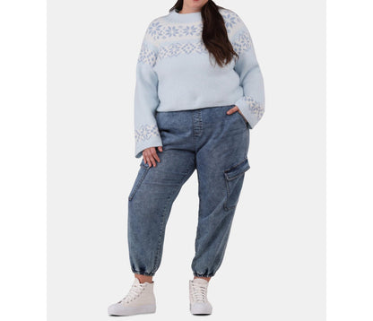 No Boundaries Pullover and Beanie Set, 2-Piece Women’s Plus Ice Teal Size 2X