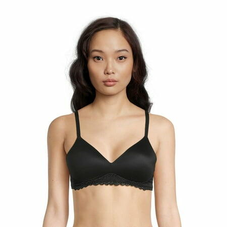 No Boundaries Womens Light Lift Wirefree Lace Bra Black Soot Size M