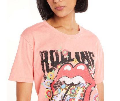 Time and Tru Womens Rolling Stones Graphic Print T-Shirt Coral Size S