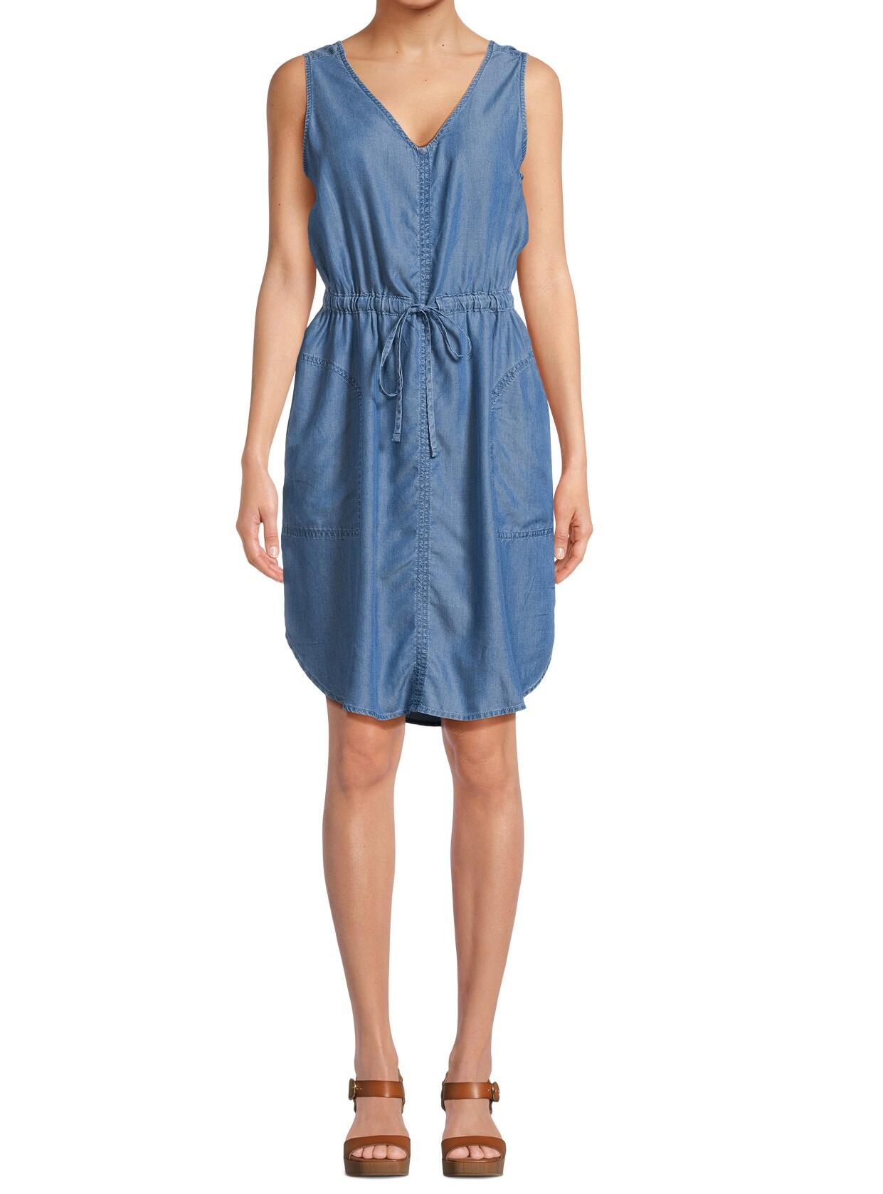 Time and Tru Womens Sleeveless Utility Dress Medium Wash Size XXXL