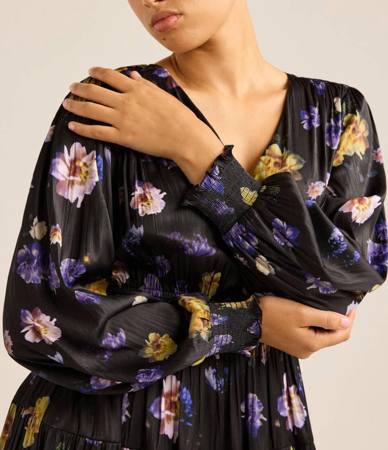 Scoop Womens & Womens Plus V Neck Plissé Midi Dress Tossed Floral Size XS
