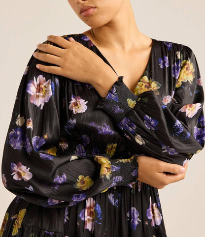 Scoop Womens & Womens Plus V Neck Plissé Midi Dress Tossed Floral Size XS