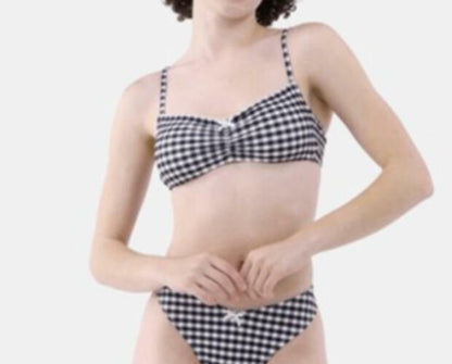 No Boundaries Gingham Bow Bralette Bikini Top Womens Gingham Size M