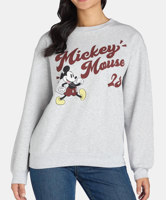 Mickey Mouse Womens Graphic Sweatshirt with Long Sleeves LtHeather Grey Size M