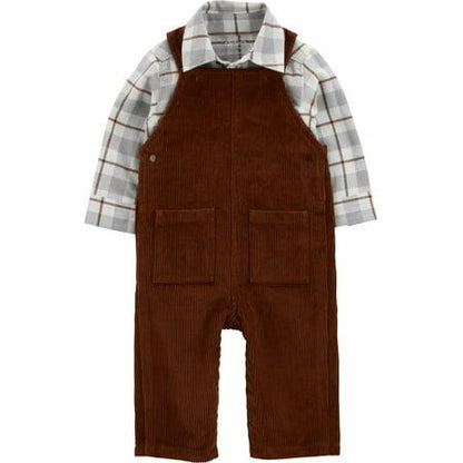 Carters Child of Mine Baby Boy Overall Set 2-Piece Brown Size 18M