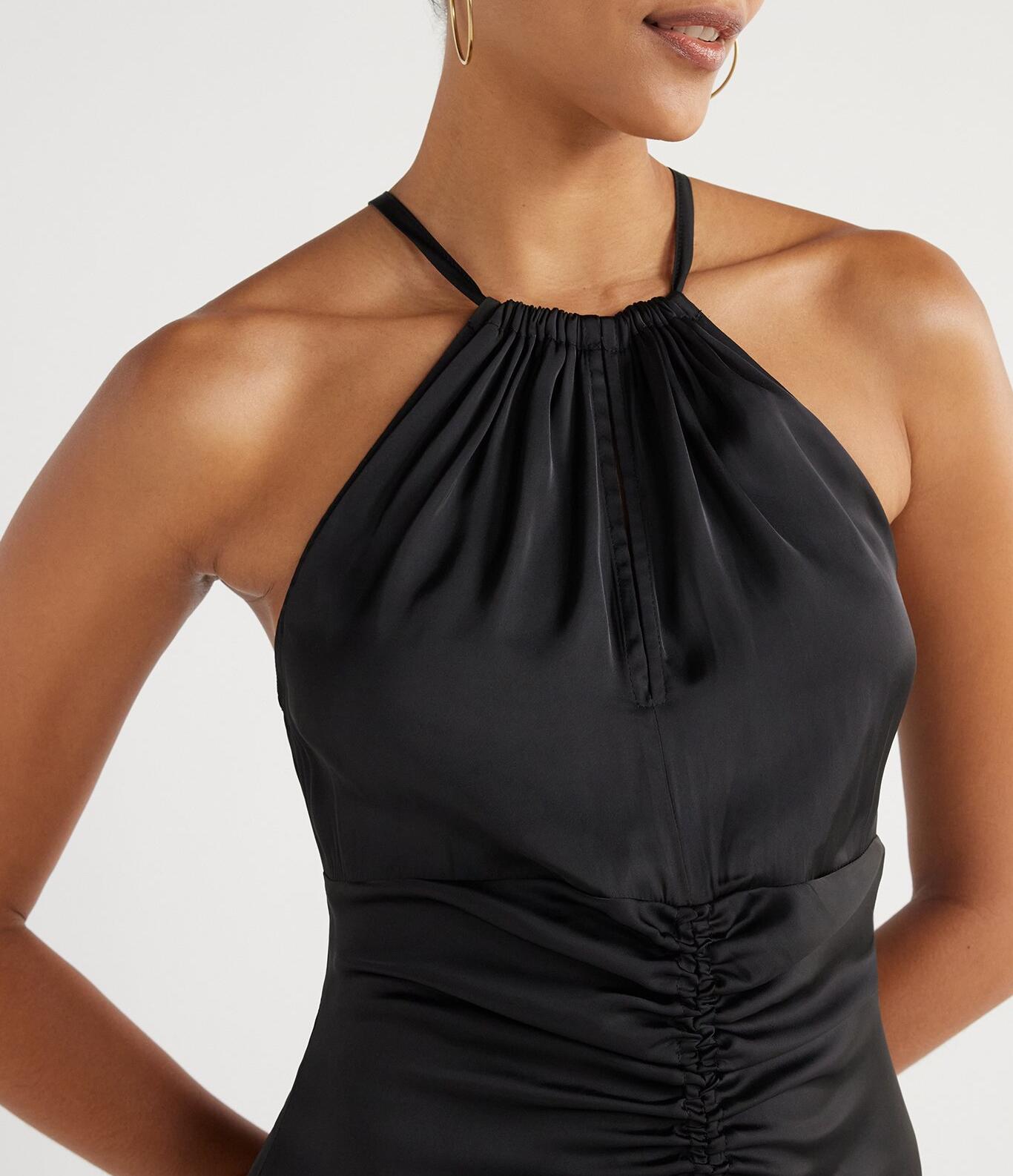 Scoop Womens Ruched Halter Dress Black Soot Size S