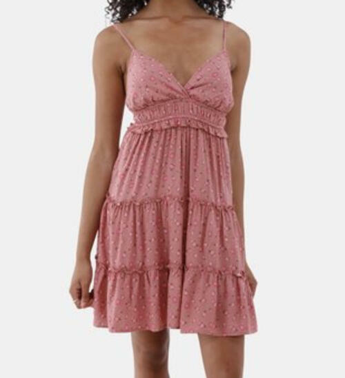 No Boundaries Surplice Tiered Dress  Womens and Womens Plus Quaint Rose Size L