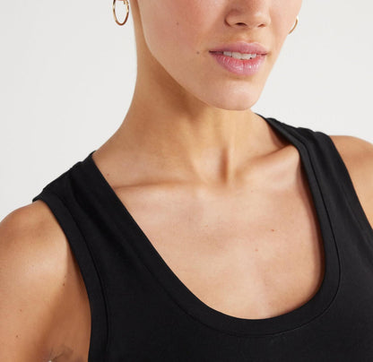 Scoop Womens Ultimate Refined JerseyKnit Cotton Fitted Baby Tank Top Black Sz XL