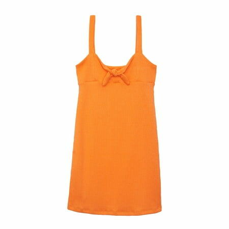 Planet Gold Tween Tie-Front Sleeveless Dress Orange Tiger Size XXL (18)