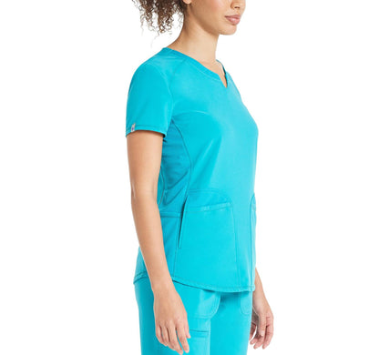 Scrubstar Womens Antimicrobial Performance Notch Neck Top Aquamarine Blue Sz XL