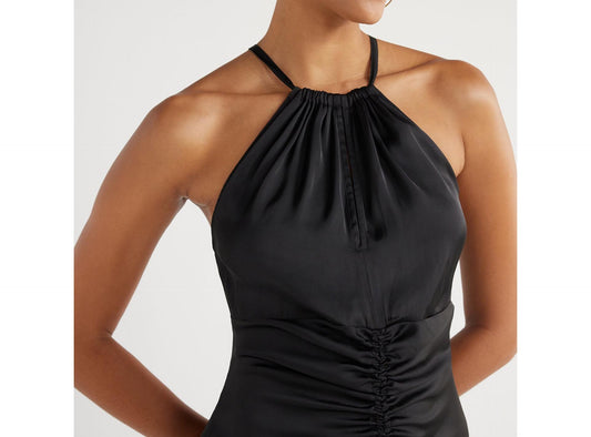 Scoop Womens  Ruched Halter Dress Black Soot Size M