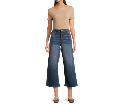 Time and Tru Womens High Rise Wide Leg  Jeans 26 Inseam Antique Medium Size 8