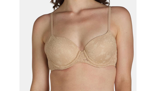 No Boundaries Womens All Over Lace Push Up Bra Toasted Almond/Buff Nude Size 34B