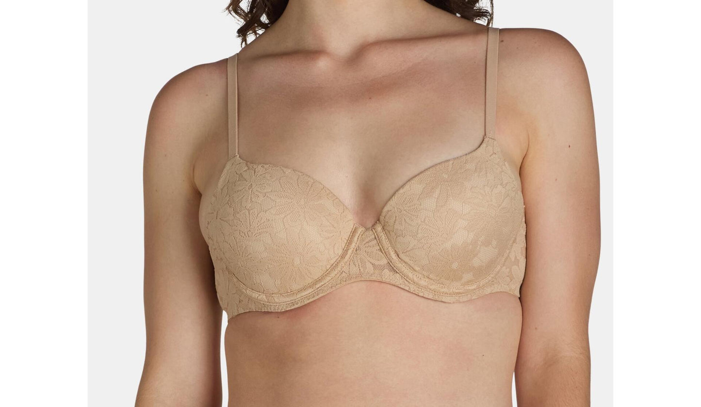 No Boundaries Womens All Over Lace Push Up Bra Toasted Almond/Buff Nude Size 34B
