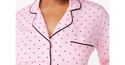 Joyspun Womens Cotton Blend Notch Collar Top and Pants Pajama Set Pink Size M