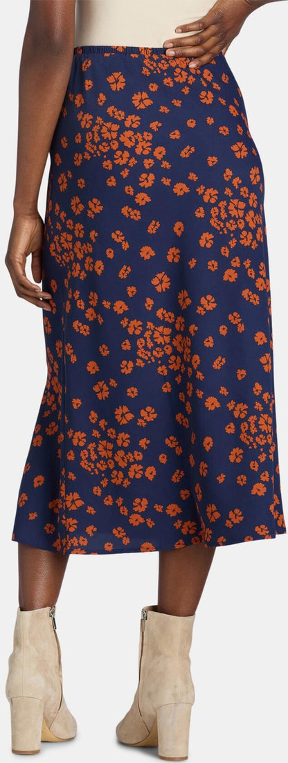 Time and Tru Womens Midi Slip Skirt Daisy Days Dark Navy Size M