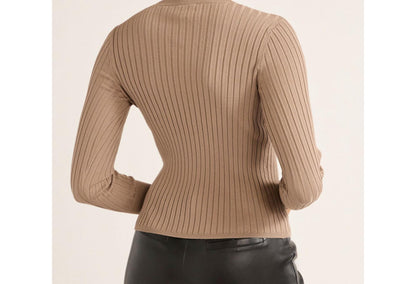 Scoop Womens Wide Ribbed Crewneck Sweater Lightweight  Mushroom Size M