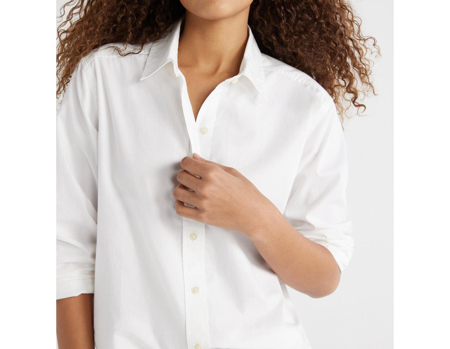 Free Assembly Womens Cropped Button Down Shirt Long Sleeves Bright White Size M