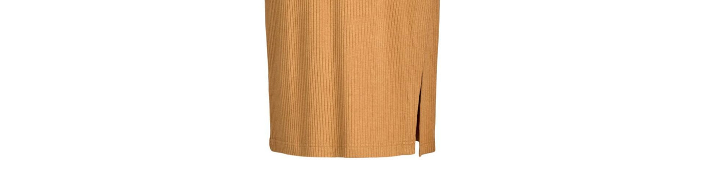Nine.Eight Womens Ribbed Knit Midi Dress with Long Sleeves Camel Size S