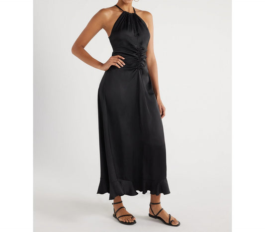 Scoop Womens  Ruched Halter Dress Black Soot Size M