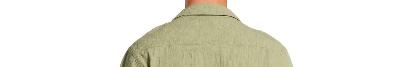 No Boundaries Mens Cotton Crinkle Button Front Shirt  Fresh Fern Size S (34-36)