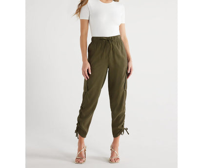 Sofia Jeans Womens Super High Rise Luxe Cargo Pants 27" Inseam Dark Green Sz XL