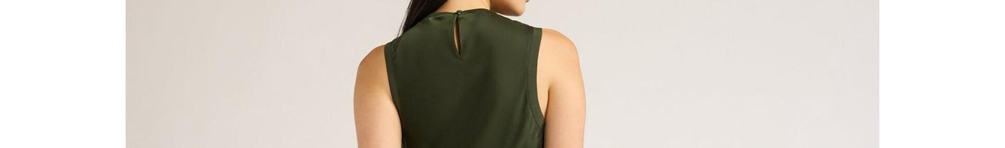 Scoop Womens Sleeveless Crew Neck Satin Midi Tank Dress Kombu Green Size L