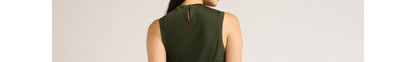 Scoop Womens Sleeveless Crew Neck Satin Midi Tank Dress Kombu Green Size L