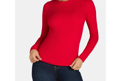 No Boundaries Ribbed Crewneck Tee 2-Pack Womens Brilliant Red/Black Soot Size S