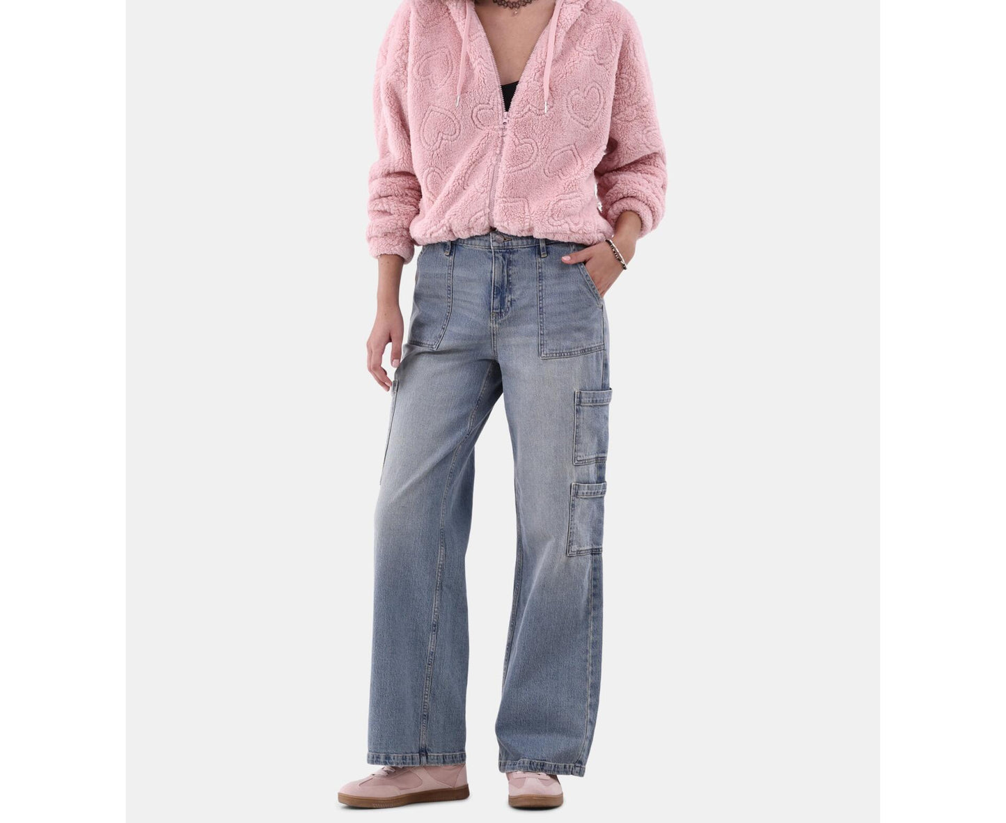 No Boundaries Wide Leg Cargo Pants 31.5'' Inseam Womens Medium Enzyme Size M