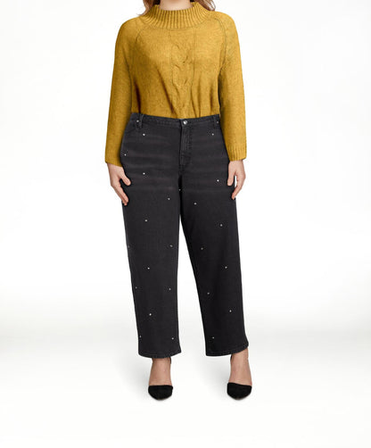 Scoop Womens Low Slung Cropped Jeans Embellised Relaxed Crop Black Size 8/27