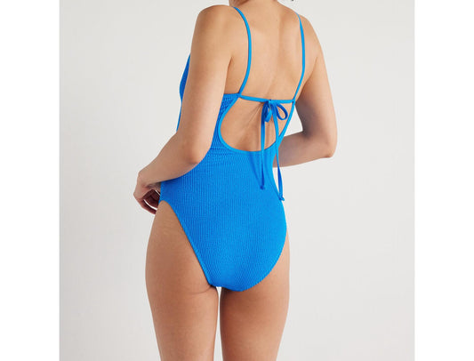 No Boundaries Juniors Crinkle One Piece Swimsuit Summer Lagoon Size S