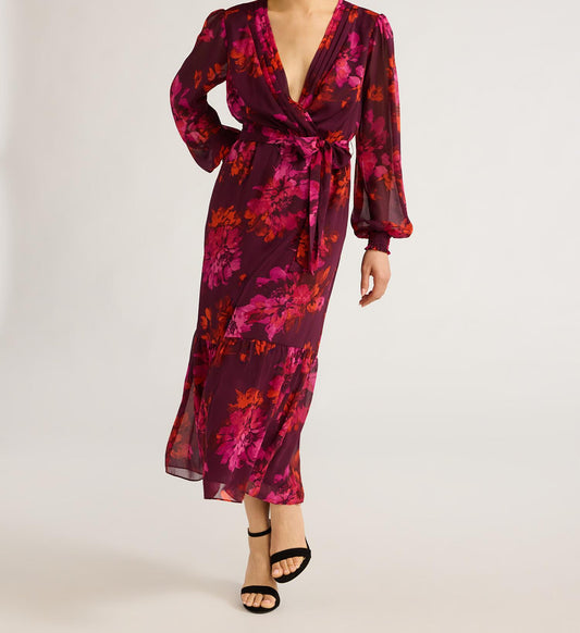 Sofia Jeans Womens Belted Cross Front Maxi Dress Grape Wine Floral Size XXL (20)