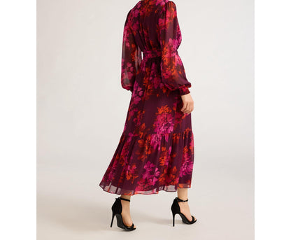 Sofia Jeans Womens Belted Cross Front Maxi Dress Grape Wine Floral Size XXL (20)