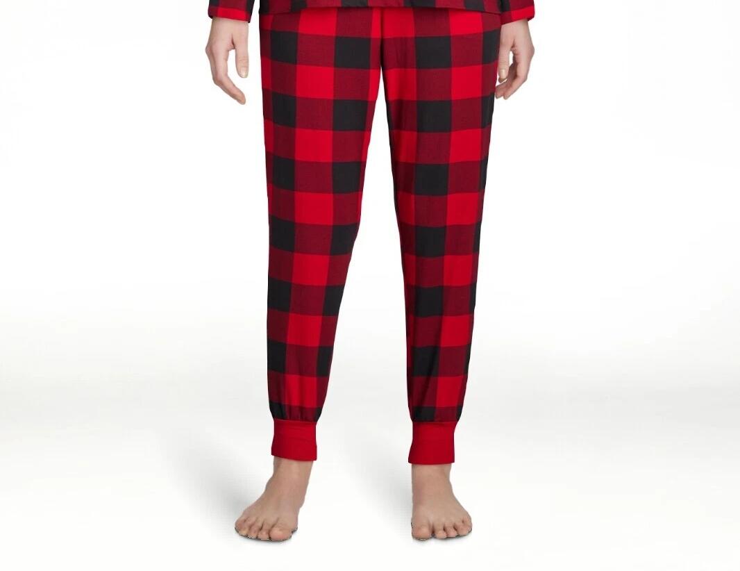 Joyspun Womens Tee & Jogger Pants Pajama Set Red Pepper Buffalo Plaid Sz S (4-6)