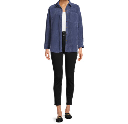 Nine.Eight Womens Corduroy Shacket Blue Indigo Size S