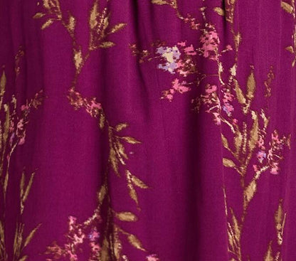 Terra & Sky Womens Plus Smocked Blouse Dreamy Bouquet/ Vivid Plum Sz 4X(28W-30W)