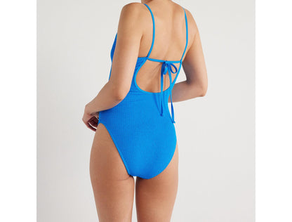 No Boundaries Juniors Crinkle One Piece Swimsuit Summer Lagoon Size S