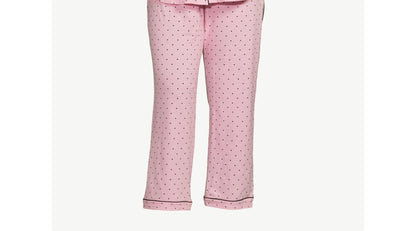 Joyspun Womens Cotton Blend Notch Collar Top and Pants Pajama Set Pink Size M