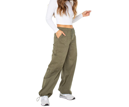 Celebrity Pink Womens and Womens Plus Wide Leg Parachute Pants Dusty Olive Sz L