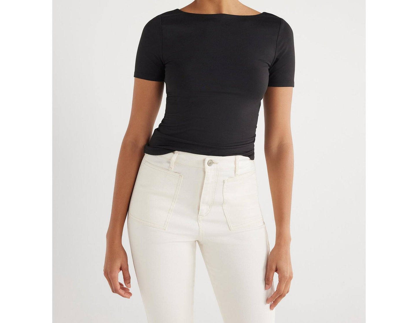 Scoop Womens Contour Scoop Back Tee Black Soot Size XS (0-2)