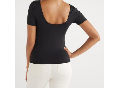 Scoop Womens Contour Scoop Back Tee Black Soot Size XS (0-2)
