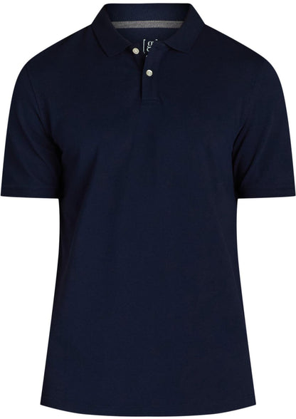 George Mens Pique Polo Shirt Short Pullover Spread Collar Dark Navy Size XL