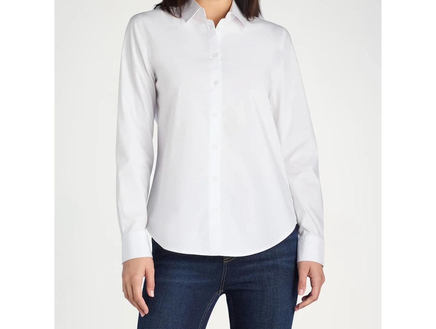 Time and Tru Womens Button Down Shirt with Long Sleeves White Size XL